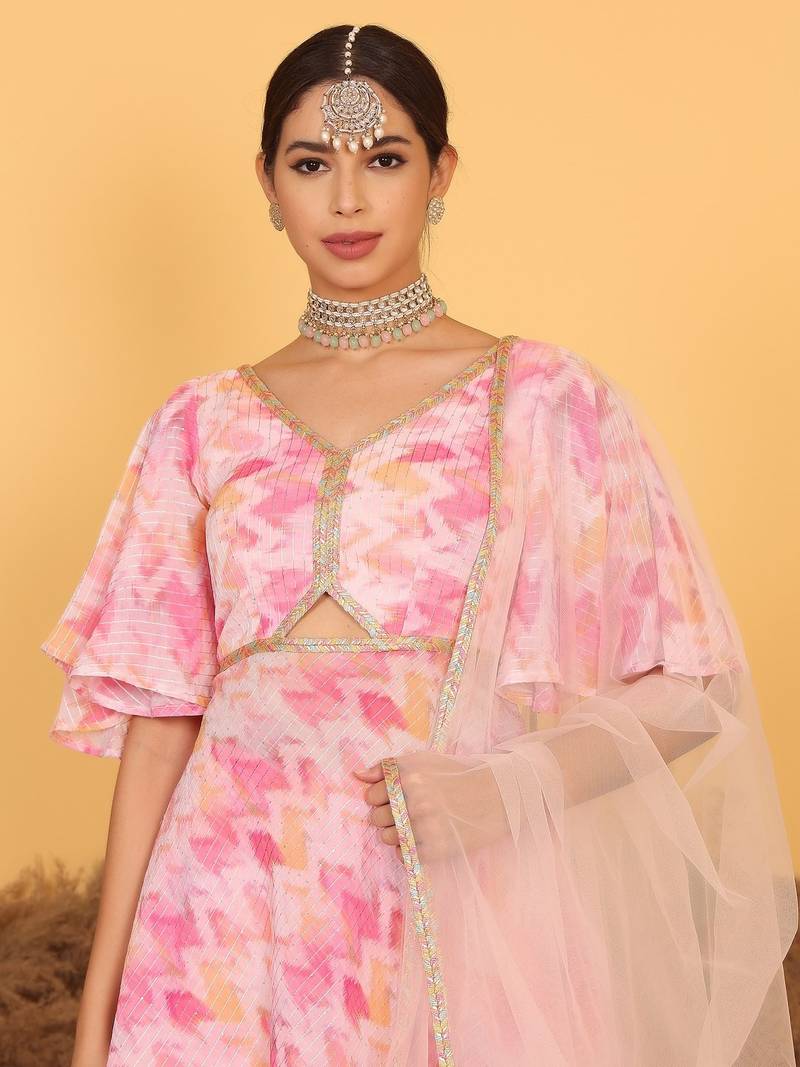 Ethnovog Ready To Wear Multicolored Georgette Printed Palazzo Suit