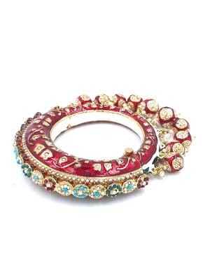 Gold plated ethnic rajasthani pearl studded bangles for women 3