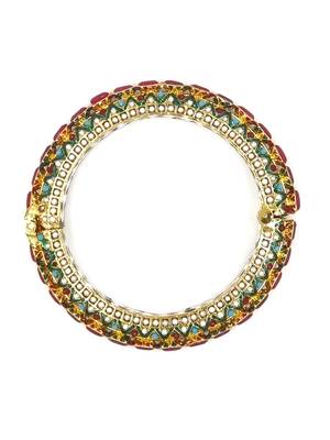 Gold plated ethnic rajasthani pearl studded bangles for women 3