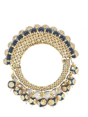 Gold plated ethnic rajasthani pearl studded bangles for women 1