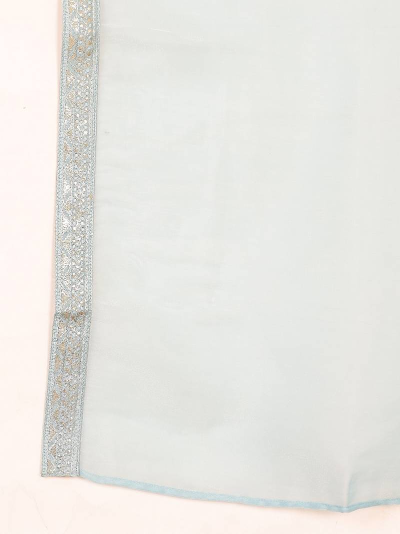 Ethnovog Ready To Wear Blue Tissue Embroidered Salwar Set