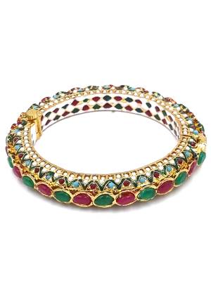 Gold plated ethnic rajasthani pearl studded bangles for women 3