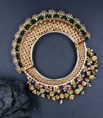 Gold plated ethnic rajasthani pearl studded bangles for women