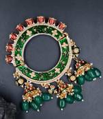 Gold plated ethnic rajasthani pearl studded bangles for women