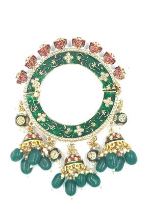 Gold plated ethnic rajasthani pearl studded bangles for women 2