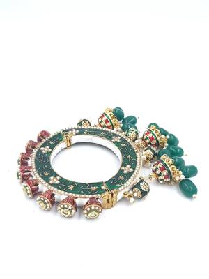 Gold plated ethnic rajasthani pearl studded bangles for women 3