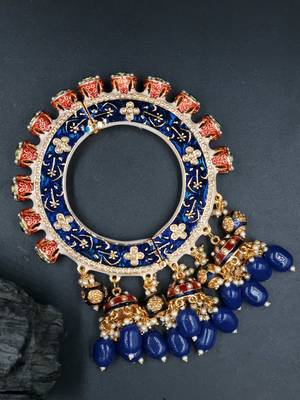 Gold plated ethnic rajasthani pearl studded bangles for women 1