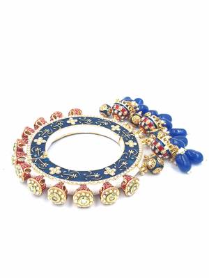 Gold plated ethnic rajasthani pearl studded bangles for women 3