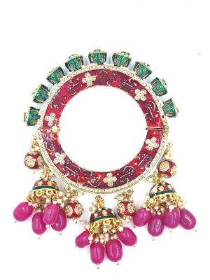 Gold plated ethnic rajasthani pearl studded bangles for women 2