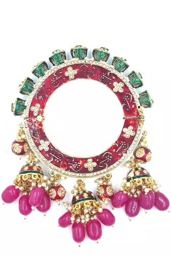 Gold plated ethnic rajasthani pearl studded bangles for women