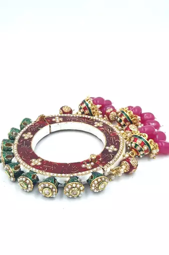 Gold plated ethnic rajasthani pearl studded bangles for women