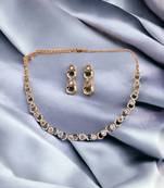Rose-gold plated cz-studded necklace & earrings