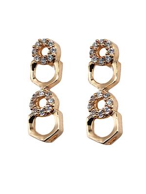 Rose-gold plated cz-studded necklace & earrings 2