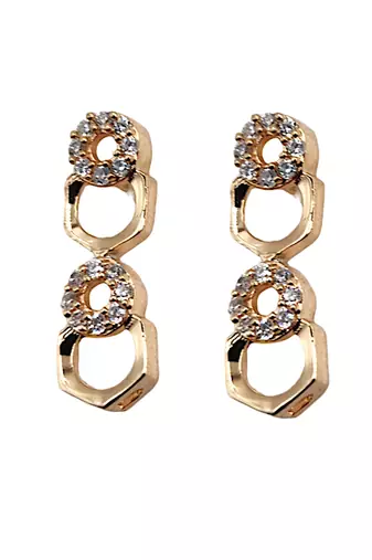 Rose-gold plated cz-studded necklace & earrings