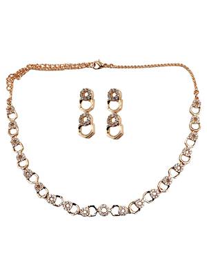 Rose-gold plated cz-studded necklace & earrings 3