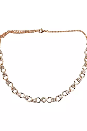 Rose-gold plated cz-studded necklace & earrings