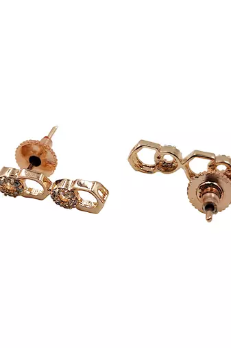 Rose-gold plated cz-studded necklace & earrings