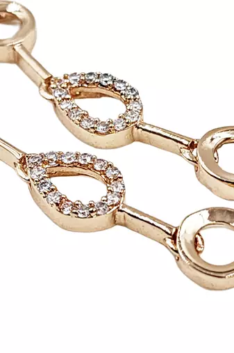 Rose-gold plated cz-studded necklace & earrings