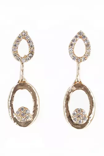 Rose-gold plated cz-studded necklace & earrings