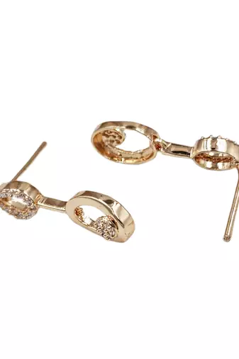 Rose-gold plated cz-studded necklace & earrings