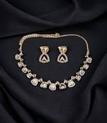 Rose-gold plated cz-studded necklace & earrings