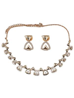 Rose-gold plated cz-studded necklace & earrings 2
