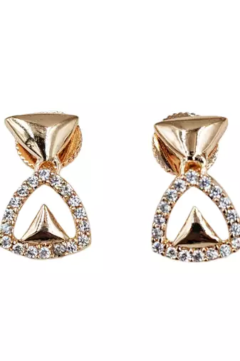 Rose-gold plated cz-studded necklace & earrings