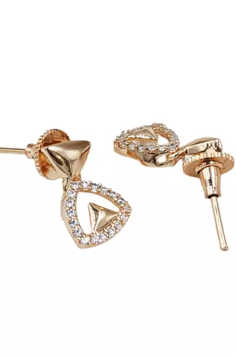 Rose-gold plated cz-studded necklace & earrings