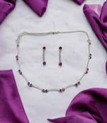 Silver-plated cz stone-studded brass jewellery set