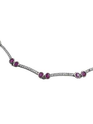 Silver-plated cz stone-studded brass jewellery set 5