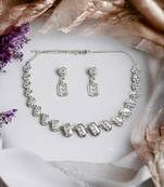 Silver-plated cz stone-studded brass jewellery set