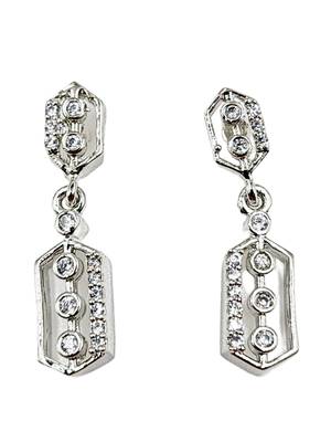 Silver-plated cz stone-studded brass jewellery set 2