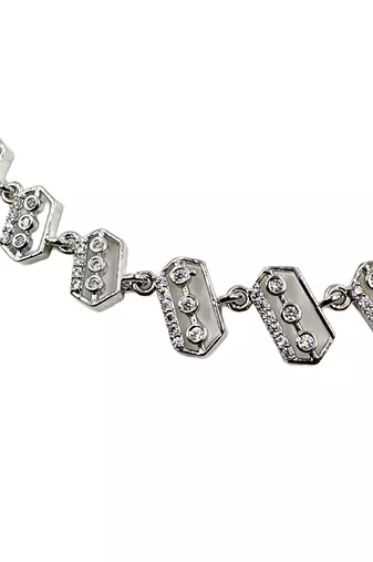 Silver-plated cz stone-studded brass jewellery set
