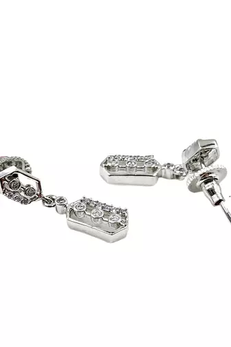 Silver-plated cz stone-studded brass jewellery set