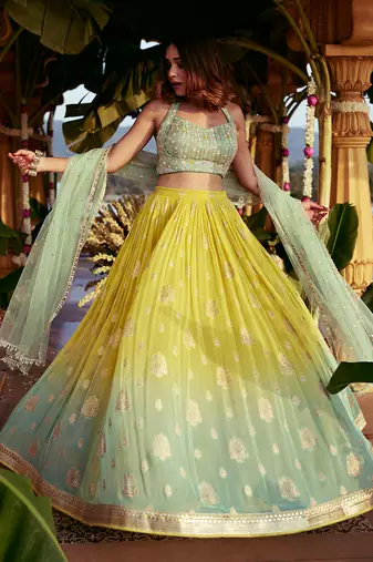 Shaded Jamewar Lehenga Set
