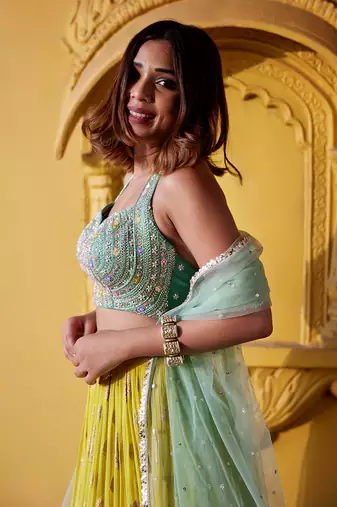Shaded Jamewar Lehenga Set
