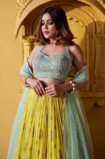Shaded Jamewar Lehenga Set