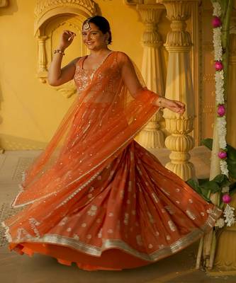 Rust Zest Jamewar Lehenga Set 2
