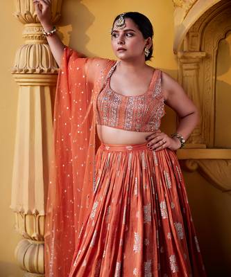 Rust Zest Jamewar Lehenga Set 3