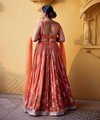 Rust Zest Jamewar Lehenga Set 4