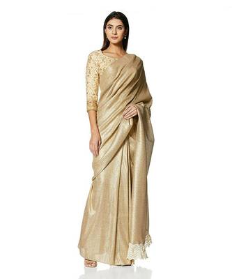 Linen zari weave saree 1