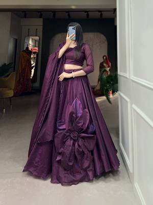 Women's Rajwadi Chanderi Silk With Hand Made Flower Design Lehenga Choli Set 5