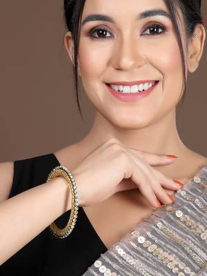 Sasha elegant gold-plated bangles pair with intricate jali design and cz stones 2