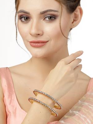 Sasha "exquisite gold-plated bangles pair with intricate jali design red tone and cz stones 3