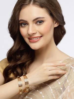 Sasha elegant gold-plated multi-strand bracelet style bangles pair with cz accents 2