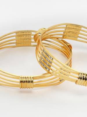 Sasha elegant gold-plated multi-strand bracelet style bangles pair with cz accents 4