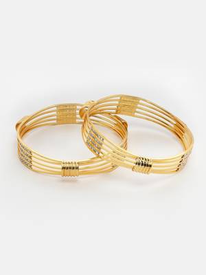 Sasha elegant gold-plated multi-strand bracelet style bangles pair with cz accents 5