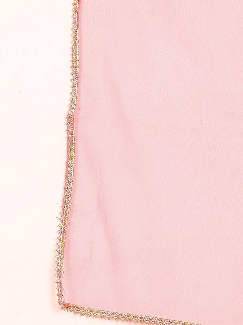 Ethnovog Ready To Wear Peach Embroidered Art Silk Palazzo Suit