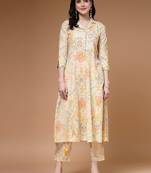 Indibelle off white cotton abstract print co-ord set