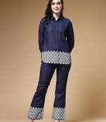 blue denim printed co-ord set